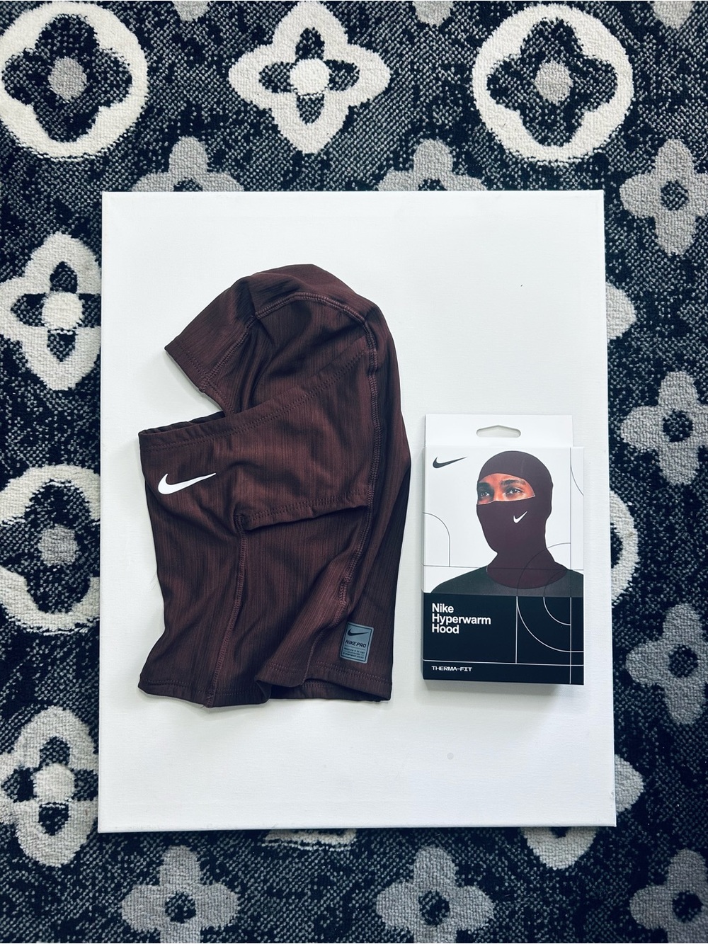 Nike Hyperwarm ski mask brown with White Swoosh